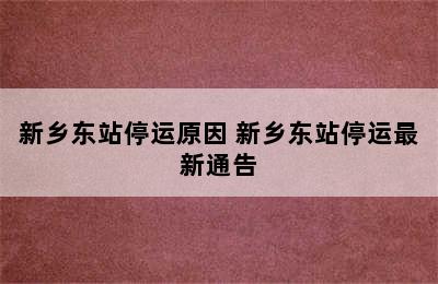 新乡东站停运原因 新乡东站停运最新通告